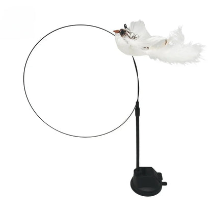 Interactive Cat Toy Handfree Cat Stick Playing Kitten Playing Teaser Wand Toy Suction Cup Bird/Feather Cat Wand Pet Supplies
